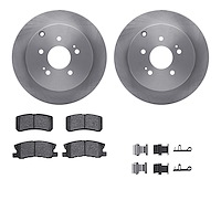 6312-72074 Brake Rotors with 3000-Series Ceramic Brake Pads Kit with Hardware, 2004-2011 Mitsubishi, Position: Rear