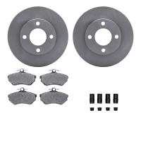 6312-73040 Brake Rotors with 3000-Series Ceramic Brake Pads Kit with Hardware, 1990-1991 Audi/Volkswagen, Position: Front