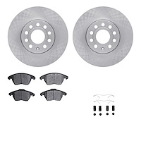 6312-74079 Brake Rotors with 3000-Series Ceramic Brake Pads Kit with Hardware, 2005-2018 Audi/Volkswagen, Position: Front