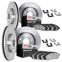 6314-67075 Brake Rotors with 3000-Series Ceramic Brake Pads Kit with Hardware, 2014-2017 Infiniti/Nissan, Position: Front and Re