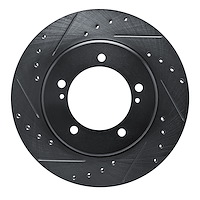 633-01013L Drilled/Slotted Brake Rotor [Black], 1999-2008 Multiple Makes/Models, Position: Front Left