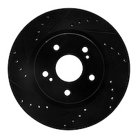 633-01014L Drilled/Slotted Brake Rotor [Black], 2006-2017 Suzuki, Position: Front Left