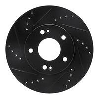 633-03038L Drilled/Slotted Brake Rotor [Black], Fits Select Kia/Hyundai/Genesis, Position: Front Left