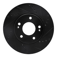633-03055R Drilled/Slotted Brake Rotor [Black], Fits Select Kia/Hyundai/Genesis, Position: Front Right