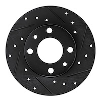 633-07000R Drilled/Slotted Brake Rotor [Black], 1966-1992 Multiple Makes/Models, Position: Front Right,Rear Right