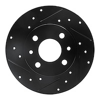 633-07001L Drilled/Slotted Brake Rotor [Black], 2009-2019 Mopar, Position: Rear Left