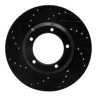 633-11001L Drilled/Slotted Brake Rotor [Black], 1990-2016 Land Rover, Position: Front Left
