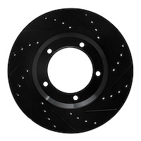 633-11001R Drilled/Slotted Brake Rotor [Black], 1990-2016 Land Rover, Position: Front Right