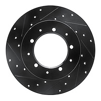 633-11002L Drilled/Slotted Brake Rotor [Black], 1974-2016 Land Rover, Position: Rear Left