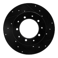 633-11002R Drilled/Slotted Brake Rotor [Black], 1974-2016 Land Rover, Position: Rear Right