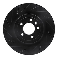 633-11023L Drilled/Slotted Brake Rotor [Black], Fits Select Land Rover, Position: Rear Left