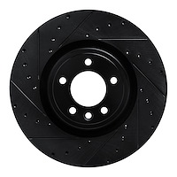 633-11032L Drilled/Slotted Brake Rotor [Black], Fits Select Land Rover, Position: Front Left
