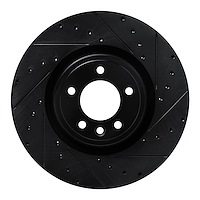 633-11032R Drilled/Slotted Brake Rotor [Black], Fits Select Land Rover, Position: Front Right
