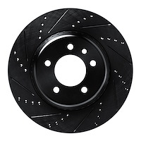 633-11037L Drilled/Slotted Brake Rotor [Black], Fits Select Land Rover, Position: Rear Left