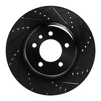 633-11037R Drilled/Slotted Brake Rotor [Black], Fits Select Land Rover, Position: Rear Right
