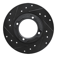 633-13001L Drilled/Slotted Brake Rotor [Black], 1985-1991 Subaru, Position: Rear Left
