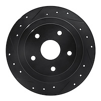 633-13012L Drilled/Slotted Brake Rotor [Black], 1992-1997 Subaru, Position: Rear Left