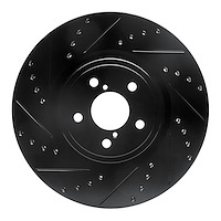 633-13018L Drilled/Slotted Brake Rotor [Black], 2005-2018 Subaru, Position: Front Left