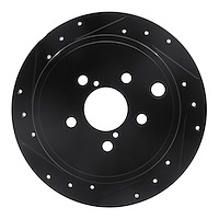 633-13021L Drilled/Slotted Brake Rotor [Black], 2008-2015 Subaru, Position: Rear Left