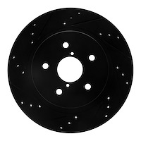633-13028L Drilled/Slotted Brake Rotor [Black], Fits Select Subaru, Position: Rear Left