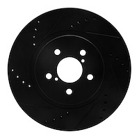 633-13037L Drilled/Slotted Brake Rotor [Black], Fits Select Subaru, Position: Front Left