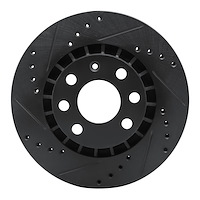 633-18000L Drilled/Slotted Brake Rotor [Black], 1988-2002 GM, Position: Front Left