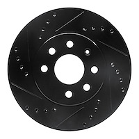 633-18005L Drilled/Slotted Brake Rotor [Black], 2000-2002 GM, Position: Front Left