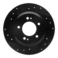 633-21014L Drilled/Slotted Brake Rotor [Black], Fits Select Kia/Hyundai/Genesis, Position: Rear Left