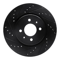 633-21015L Drilled/Slotted Brake Rotor [Black], Fits Select Kia/Hyundai/Genesis, Position: Front Left