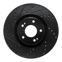 633-21046L Drilled/Slotted Brake Rotor [Black], Fits Select Kia/Hyundai/Genesis, Position: Front Left