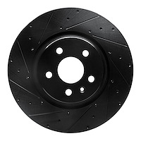 633-26001L Drilled/Slotted Brake Rotor [Black], 2012-2021 Tesla, Position: Front Left