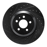 633-26004L Drilled/Slotted Brake Rotor [Black], Fits Select Tesla, Position: Front Left