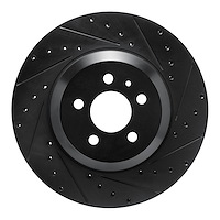 633-26004R Drilled/Slotted Brake Rotor [Black], Fits Select Tesla, Position: Front Right