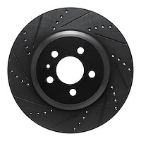 633-26005L Drilled/Slotted Brake Rotor [Black], Fits Select Tesla, Position: Rear Left
