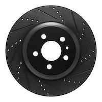 633-26005R Drilled/Slotted Brake Rotor [Black], Fits Select Tesla, Position: Rear Right