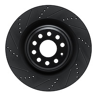 633-26006L Drilled/Slotted Brake Rotor [Black], 2012-2021 Tesla, Position: Rear Left