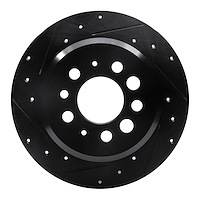 633-27001L Drilled/Slotted Brake Rotor [Black], 1967-1974 Volvo, Position: Rear Left