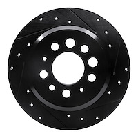 633-27001R Drilled/Slotted Brake Rotor [Black], 1967-1974 Volvo, Position: Rear Right