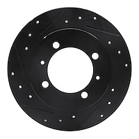 633-27027L Drilled/Slotted Brake Rotor [Black], 2000-2007 Multiple Makes/Models, Position: Rear Left
