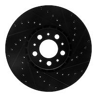 633-27045R Drilled/Slotted Brake Rotor [Black], 2003-2014 Volvo, Position: Front Right