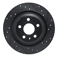 633-27061R Drilled/Slotted Brake Rotor [Black], Fits Select Volvo, Position: Rear Right