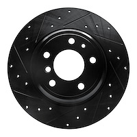 633-31030L Drilled/Slotted Brake Rotor [Black], 1991-2001 BMW, Position: Rear Left