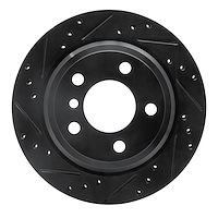 633-31117L Drilled/Slotted Brake Rotor [Black], 2013-2020 BMW, Position: Rear Left