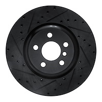 633-31130L Drilled/Slotted Brake Rotor [Black], Fits Select Multiple Makes/Models, Position: Rear Left