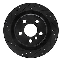 633-31158L Drilled/Slotted Brake Rotor [Black], Fits Select Multiple Makes/Models, Position: Rear Left
