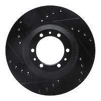 633-37008L Drilled/Slotted Brake Rotor [Black], 1992-2002 Multiple Makes/Models, Position: Front Left