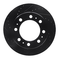 633-40118L Drilled/Slotted Brake Rotor [Black], Fits Select Mopar, Position: Rear Left