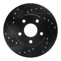633-47018L Drilled/Slotted Brake Rotor [Black], 1985-1991 GM, Position: Front Left