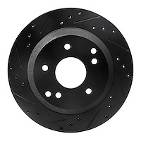 633-47022L Drilled/Slotted Brake Rotor [Black], 1988-1996 GM, Position: Rear Left
