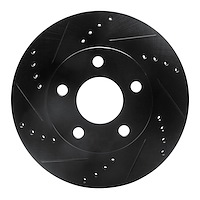 633-47028L Drilled/Slotted Brake Rotor [Black], 1997-2005 GM, Position: Front Left